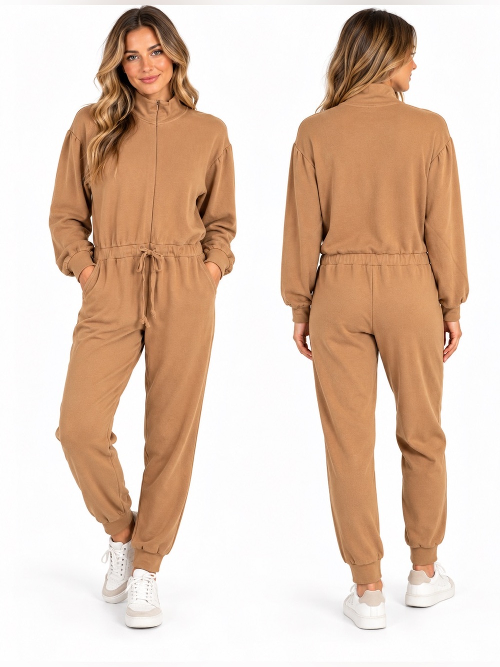 Monrow Turtleneck Jumpsuit in Brown Size Large NWT